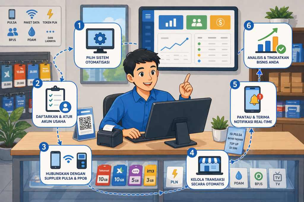 Langkah Otomatisasi Bisnis untuk Konter Pulsa dan PPOB